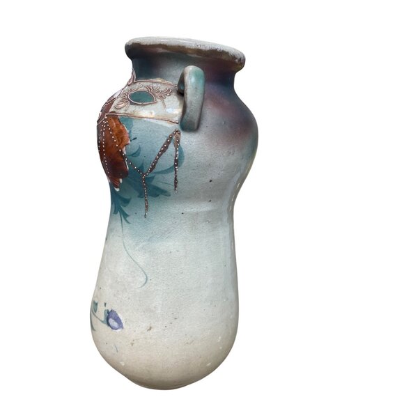 Art Nouveau Amphora style vtg floral beaded teplitz 11 vase SKU 9813